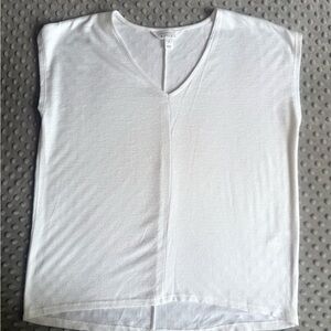 Market & Spruce White V-Neck Cap Sleeve Top - Size M